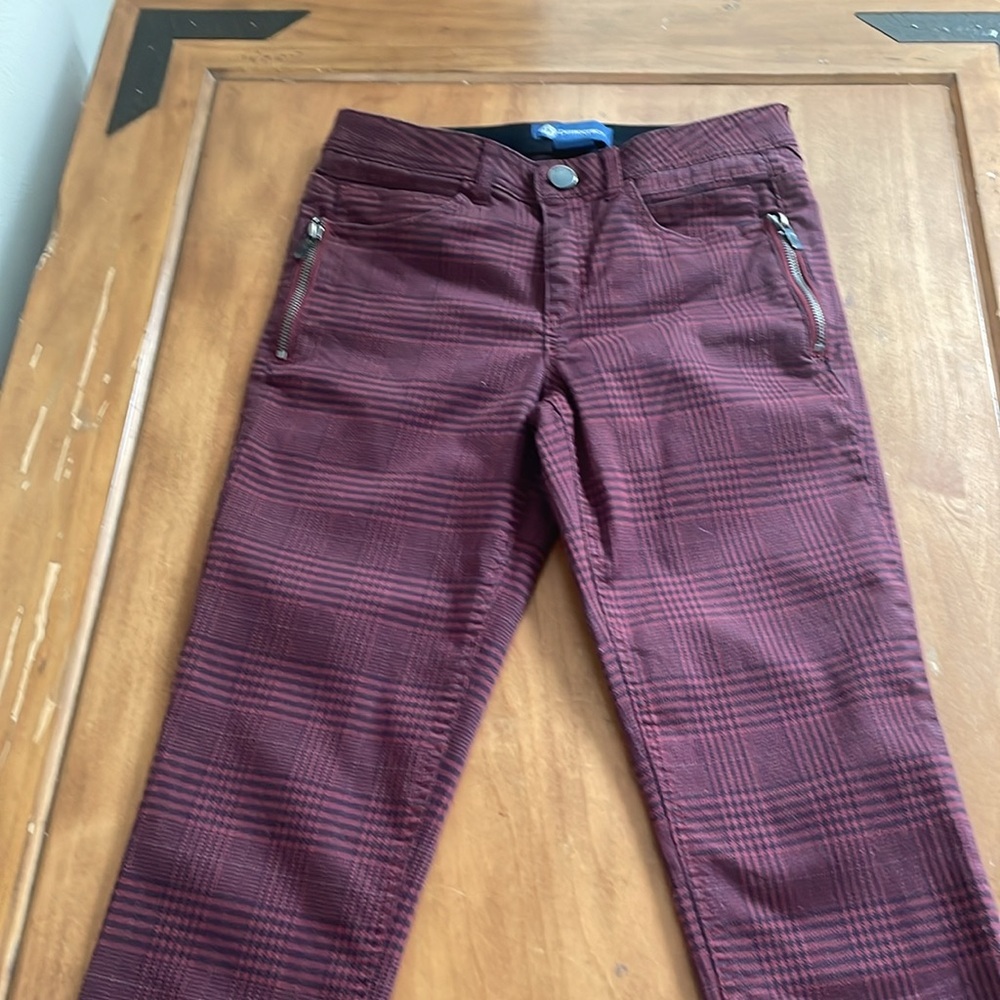 Democracy AbSolution Deep Red and Black Printed Trousers Size 4 - Picture 2 of 14